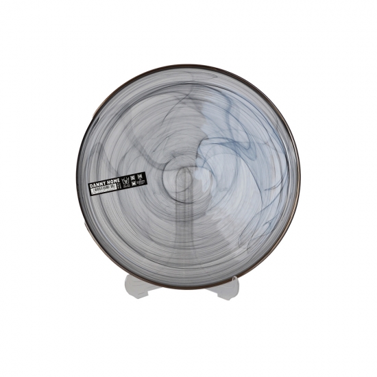 Ափսե ապակյա մուգ Danny Home WY38-02  եզրը արծաթազօծ