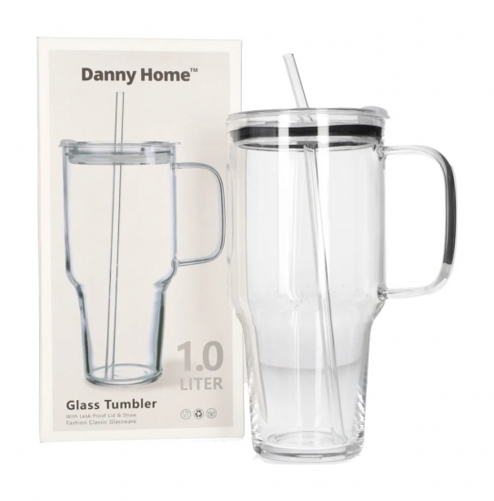 Ապակյա մեծ բաժակ թամբլեր ձողիկով Danny Home XF036 
