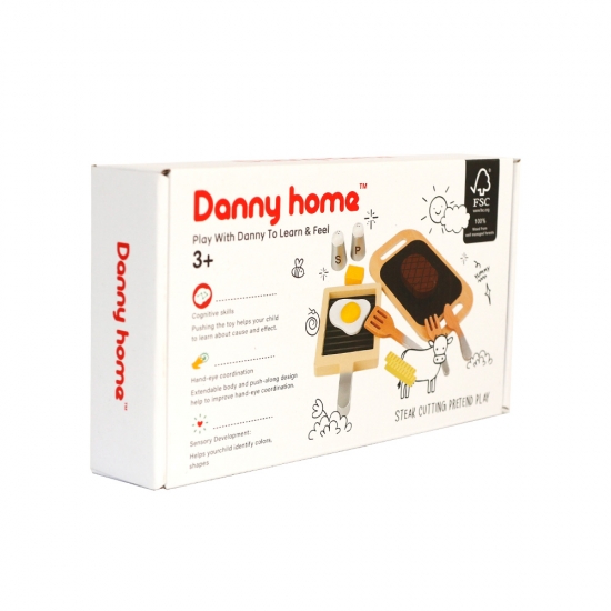 Խաղ հավաքածու փայտե Steak Cutting Pretend Danny home F9ED-8181 