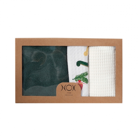 Սրբիչների եռյակ ձեռքի և խոհանոցի NOX ամանոր Premium 
