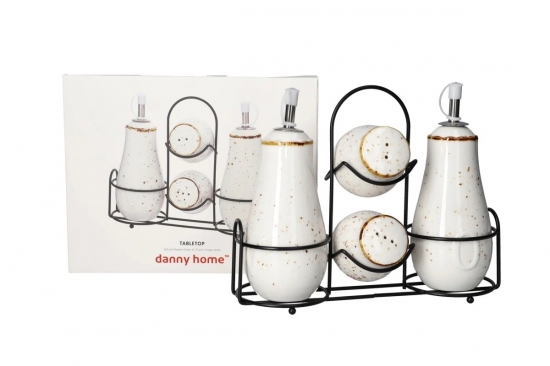 Հավաքածու կերամ Danny Home CZT18-130 աղի/պղպեղի/ձեթի/քացախի մետաղ տակդիրով